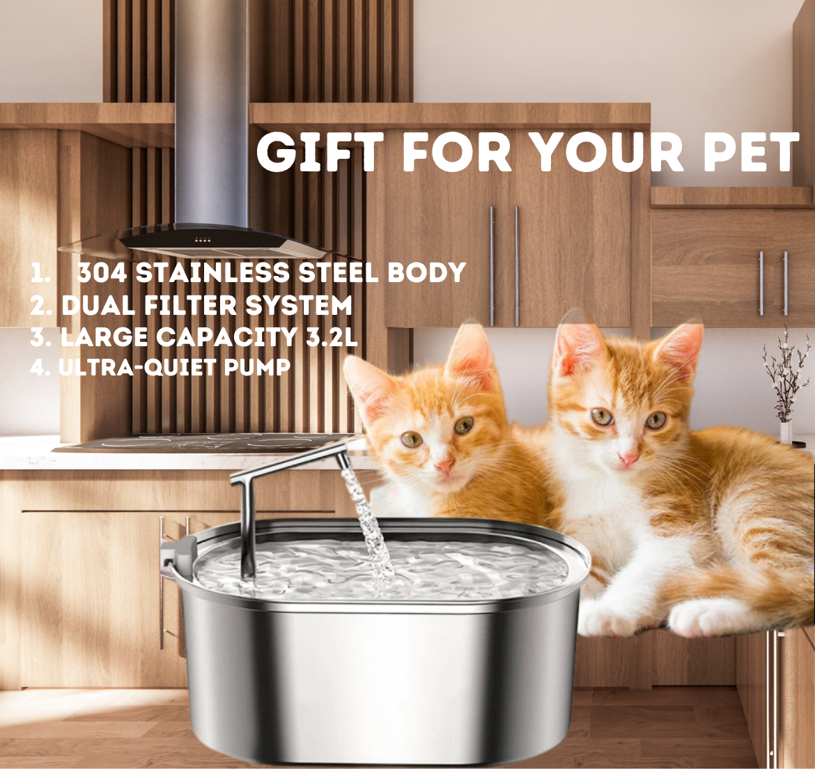 Stainless Steel Cat Water Fountain